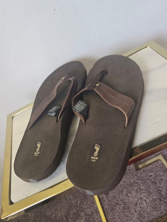 Teva Men’s Voya Flip Leather Sandals Brown Mush Topsole Leather Straps Size 11 main image 6